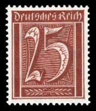 25 Pf Briefmarke: Große Ziffernzeichnung, 25 (Wz Rauten)