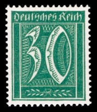 30 Pf Briefmarke: Große Ziffernzeichnung, 30 (Wz Rauten)
