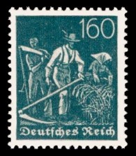 160 Pf Briefmarke: Arbeiter, Bauer (Wz Waffeln)