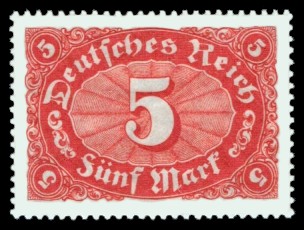 5 M Briefmarke: Ziffer im Queroval, 5M (Wz Waffeln)