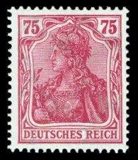 75 Pf Briefmarke: Germania (Deutsches Reich, Wz Waffeln, schraffiert)