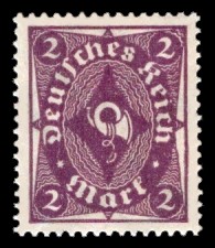 2 M Briefmarke: Posthornzeichnung, 2M (einfarbig)