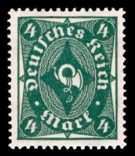 4 M Briefmarke: Posthornzeichnung, 4M (einfarbig)