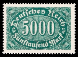 5000 M Briefmarke: Ziffer im Queroval, 5000M (Wz Waffeln)