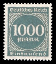 1000 M Briefmarke: Ziffern im Kreis, 1000 M