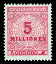 5 Mio. M Briefmarke: Korbdeckel, Rosettenmuster und Posthorn, 5 Mio