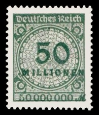 50 Mio. M Briefmarke: Korbdeckel, Rosettenmuster und Posthorn, 50 Mio