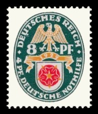 8 + 4 Pf Briefmarke: Deutsche Nothilfe 1929, Wappen, Lippe