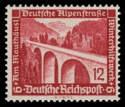 12 + 6 Pf Briefmarke: Winterhilfswerk, Bauten, Alpenstraße