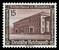 15 + 10 Pf Briefmarke: Winterhilfswerk, Bauten, Führerhaus München