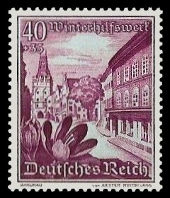 40 + 35 Pf Briefmarke: Winterhilfswerk, Landschaften mit Blumen, Braunau