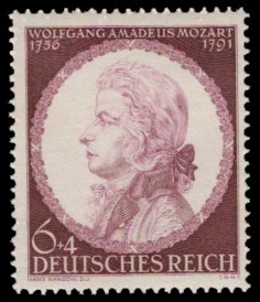 6 + 4 Pf Briefmarke: 150. Todestag Wolfgang Amadeus Mozart