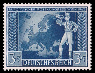 3 + 7 Pf Briefmarke: Europäischer Postkongreß Wien 1942