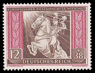 12 + 38 Pf Briefmarke: Europäischer Postkongreß Wien 1942