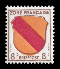 8 Pf Briefmarke: Landeswappen, Baden