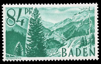 84 Rpf Briefmarke: Persönlichkeiten und Ansichten aus Baden I, Höllental
