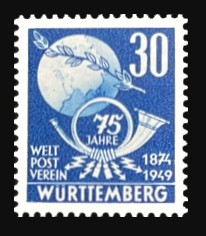 30 Pf Briefmarke: 75 Jahre Weltpostverein