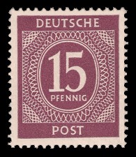 15 Pf Briefmarke: Freimarken I. Kontrollratsausgabe Ziffern, Ziffer 15 Pf