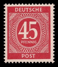 45 Pf Briefmarke: Freimarken I. Kontrollratsausgabe Ziffern, Ziffer 45 Pf