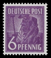 6 Pf Briefmarke: Freimarken II. Kontrollratsausgabe, Pflanzer