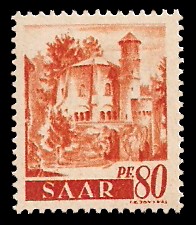 80 Pf Briefmarke: Saar I, Berufe und Ansichten aus dem Saarland