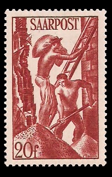 20 Fr Briefmarke: Saar III, Wiederaufbau des Saarlandes