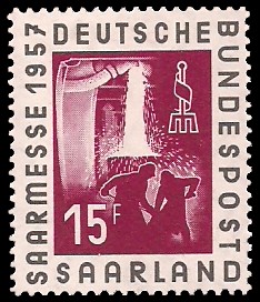 15 Fr Briefmarke: Internationale Saarmesse 1957