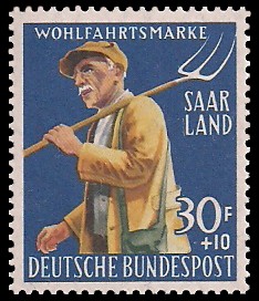 30+ 10 Fr Briefmarke: Wohlfahrtsmarke, Landwirtschaft
