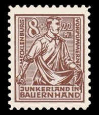 8 + 22 Pf Briefmarke: Junkerland in Bauernhand (Bodenreform), Sämann