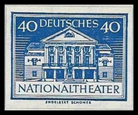 40 Pf Briefmarke: Wiederaufbau deutsches Nationaltheater Weimar