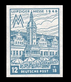 12 + 18 Pf Briefmarke: Leipziger Messe 1946