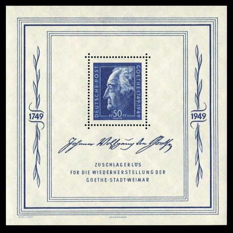 50 Pf + 4,50 DM Briefmarke: Goethe-Block, Festwochen in Weimar