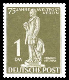 1 DM Briefmarke: 75 Jahre Weltpostverein