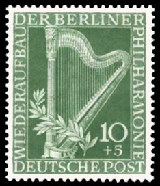 10 + 5 Pf Briefmarke: Wiederaufbau der Berliner Philharmonie