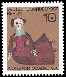 10 + 5 Pf Briefmarke: Wohlfahrtsmarke 1968, Alte Puppen