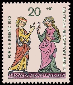 20 + 10 Pf Briefmarke: Für die Jugend 1970, Minnesänger