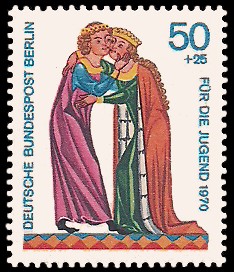 50 + 25 Pf Briefmarke: Für die Jugend 1970, Minnesänger