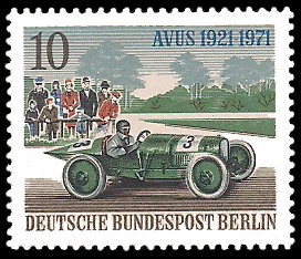 10 Pf Briefmarke: 50 Jahre AVUS