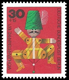 30 + 15 Pf Briefmarke: Wohlfahrtsmarken 1971, Holzspielzeug