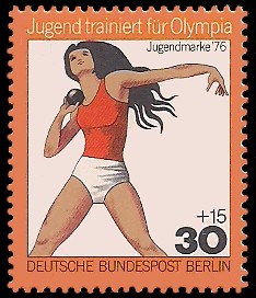 30 + 15 Pf Briefmarke: Jugendmarke 1976, Jugend trainiert für Olympia
