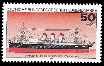 50 + 25 Pf Briefmarke: Jugendmarke 1977, Schiffe