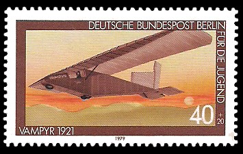 40 + 20 Pf Briefmarke: Für die Jugend 1979, Luftfahrtgeschichte