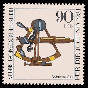 90 + 45 Pf Briefmarke: Für die Jugend 1981, optische Instrumente