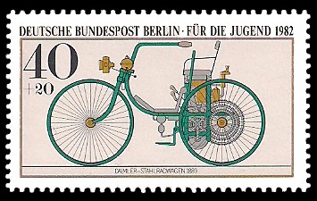 40 + 20 Pf Briefmarke: Für die Jugend 1982, alte Kraftfahrzeuge