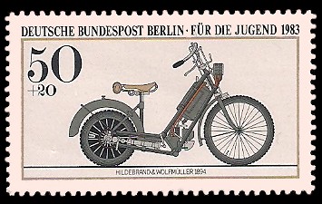 50 + 20 Pf Briefmarke: Für die Jugend 1983, alte Motorräder