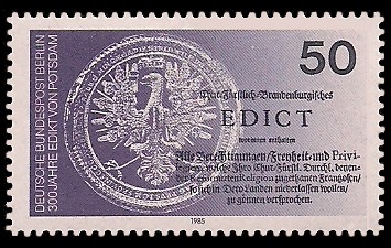 50 Pf Briefmarke: 300 Jahre Edikt von Potsdam
