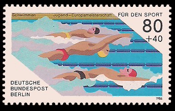 80 + 40 Pf Briefmarke: Für den Sport 1986