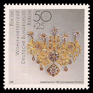 50 + 25 Pf Briefmarke: Wohlfahrtsmarke 1988, Geschmiedetes aus Gold + Silber