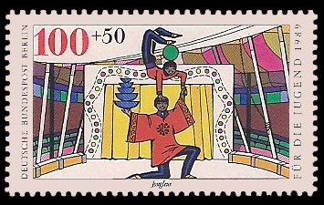 100 + 50 Pf Briefmarke: Für die Jugend 1989, Zirkus