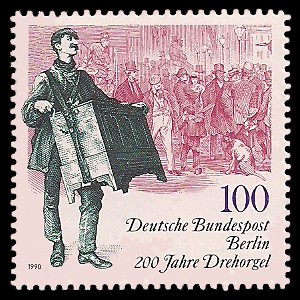 100 Pf Briefmarke: 200 Jahre Drehorgel